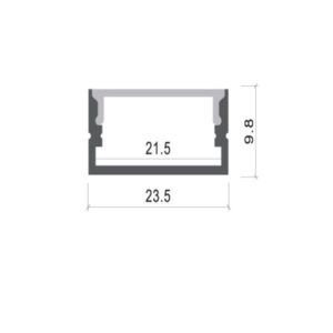 EuroSpot Προφίλ Αλουμινίου Ασημί Για Led Ταινίες L=2m 23.5x9.8mm Γαλακτερό Κάλυμμα