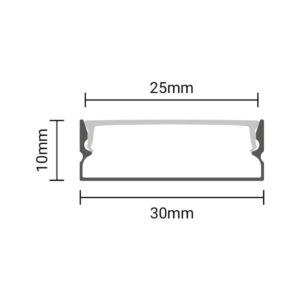 EuroSpot Προφίλ Αλουμινίου Μαύρο Για Led Ταινίες L=2m 30x10mm Μαύρο Κάλυμμα