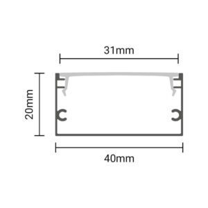 EuroSpot Προφίλ Αλουμινίου Ασημί Για Led Ταινίες L=2m 40x20mm Γαλακτερό Κάλυμμα