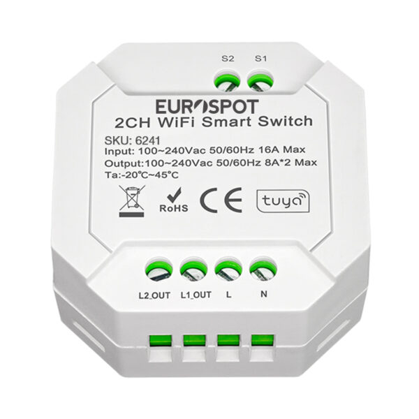 EuroSpot Triac Smart Switch Tuya WiFi + 2 Switch 100-240V 8*2 A - Image 4