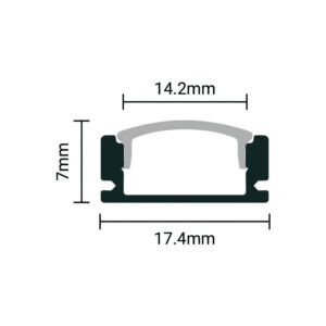 EuroSpot Προφίλ Αλουμινίου Ασιμή Ταινίας Led L=2m 17.4x7mm NW=12.4mm με Γαλακτερό Κάλυμμα