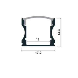 EuroSpot Προφίλ Αλουμινίου Ασημί Ταινίας Led L=2m 17.2x14.4mm NW=12mm Γαλακτερό Κάλυμμα