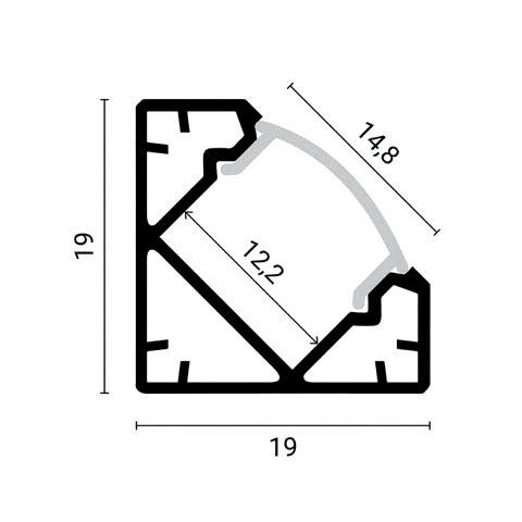 EuroSpot Προφίλ Αλουμινίου Γωνιακό Ασημί Ταινίας Led L=2m 19x19mm NW=12mm Γαλακτερό Κάλυμμα - Image 2