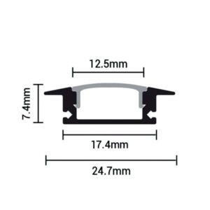 EuroSpot Προφίλ Αλουμινίου Χωνευτό Ασημί Ταινίας Led L=2m 24.7x7.4mm NW=12.4mm Γαλακτερό Κάλυμμα