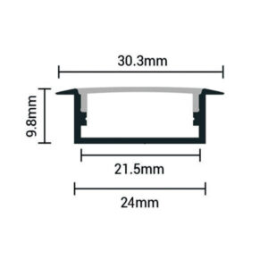 EuroSpot Προφίλ Αλουμινίου Χωνευτό Ασημί Για Led Ταινίες L=2m 30.3x9.8mm NW=21mm Γαλακτερό Κάλυμμα