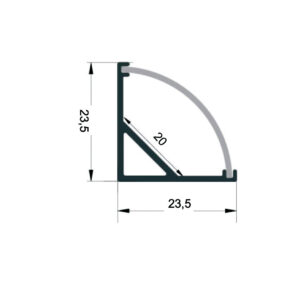 EuroSpot Προφίλ Αλουμίνιου Καμπύλο Ασημί Για Led Ταινίες L=2m 23.5x23.5mm NW=20mm Γαλακτερό Κάλυμμα
