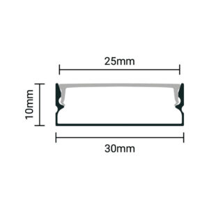 EuroSpot Προφίλ Αλουμινίου Ασημί Για Led Ταινίες L=2m 30x10mm NW=25mm Γαλακτερό Κάλυμμα
