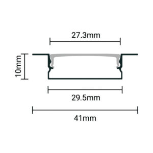 EuroSpot Προφίλ Αλουμινίου Χωνευτό Ασημί Για Led Ταινίες L=2m 41x10mm NW=27.3mm Γαλακτερό Κάλυμμα