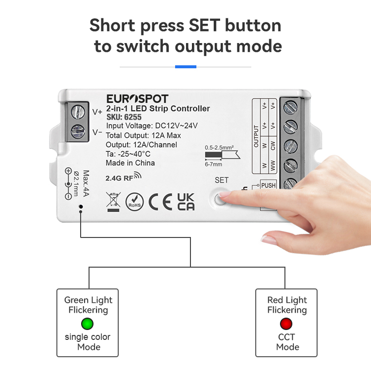 EuroSpot Led Controller RF 2.4GHz 2in1 + Push Dim - Image 7