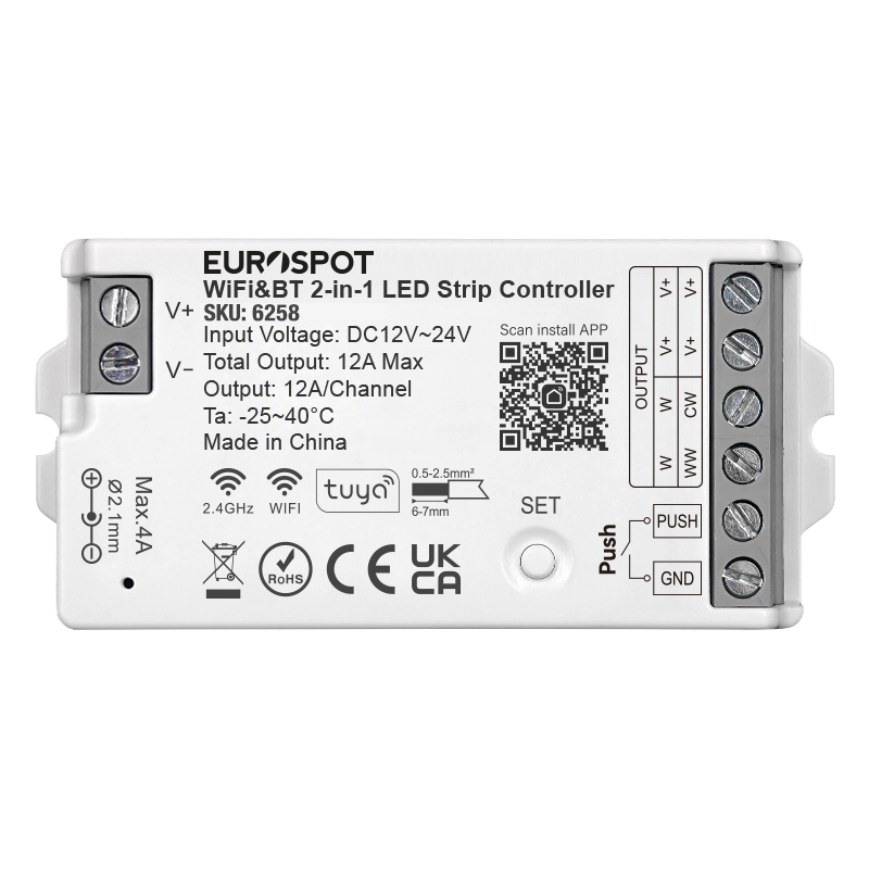 EuroSpot Led Controller Tuya Wi-Fi & RF 2.4GHz & BT 2in1 + Push Dim