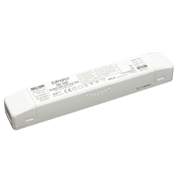 Eurospot Τροφοδοτικό Dimmable DALI-2, Push-Dim Ultra Slim 24V 80W 3.33A IP20